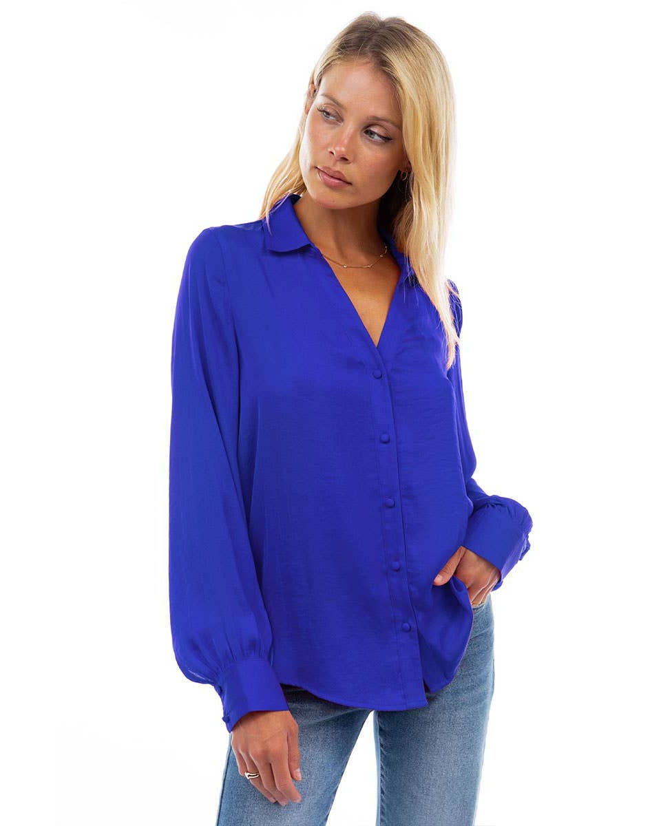 Sidney V-Neck Button Down Blouse