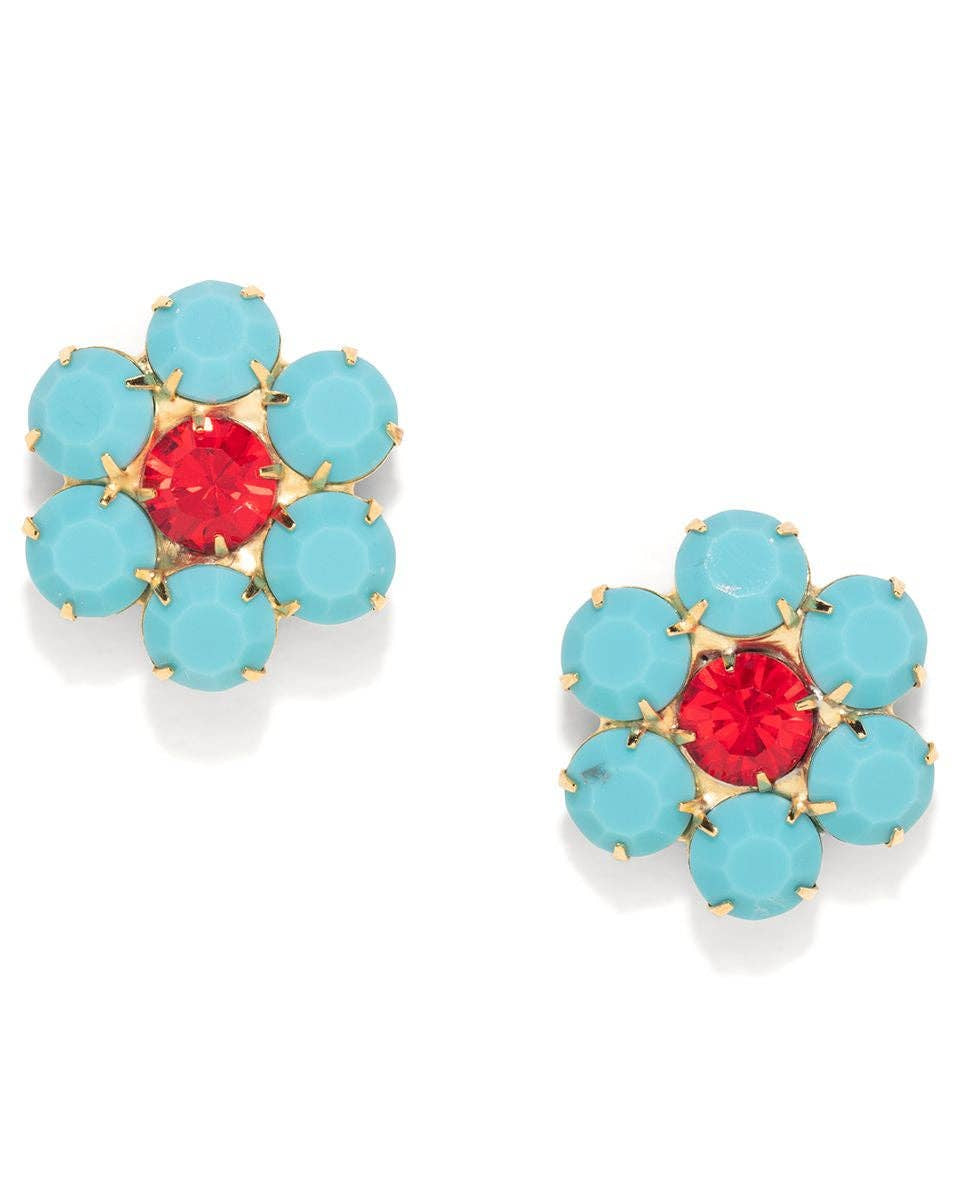 Floral Gem Post in Turquoise