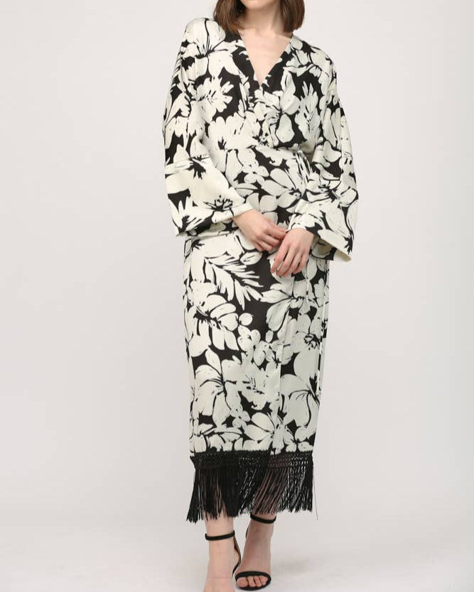 Sonya Wrap Fringed Dress