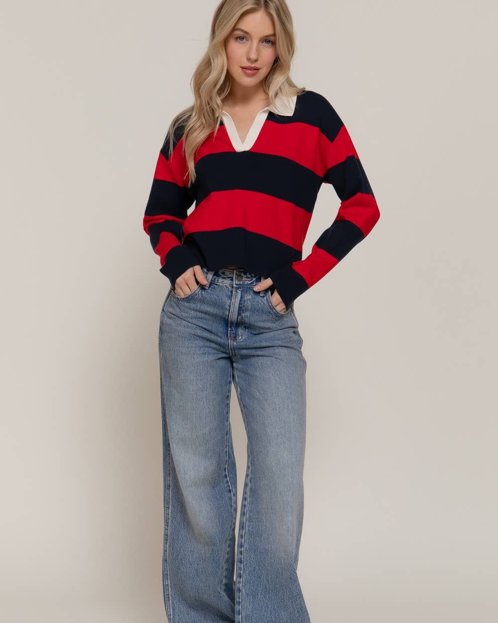 Rugby Stripe Polo Swaeter
