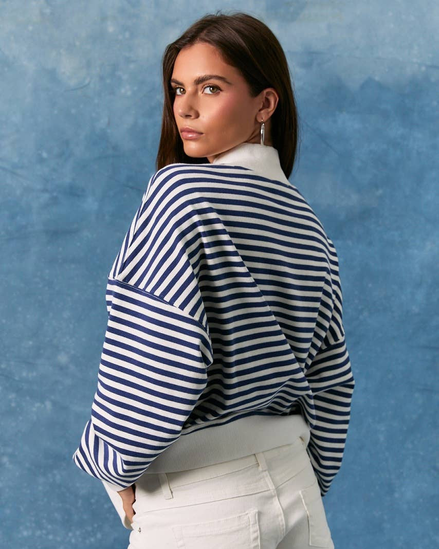 USA Striped Mock Sweatshirt