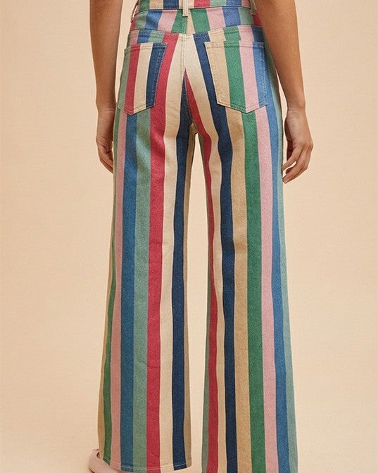 Retro Striped Stretch Denim
