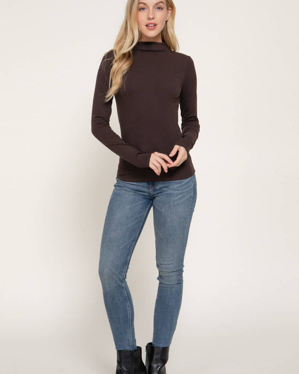 High Neck Ribbed Top