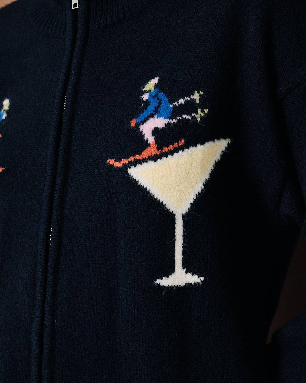 Ski Martini Graphic Zip Sweater