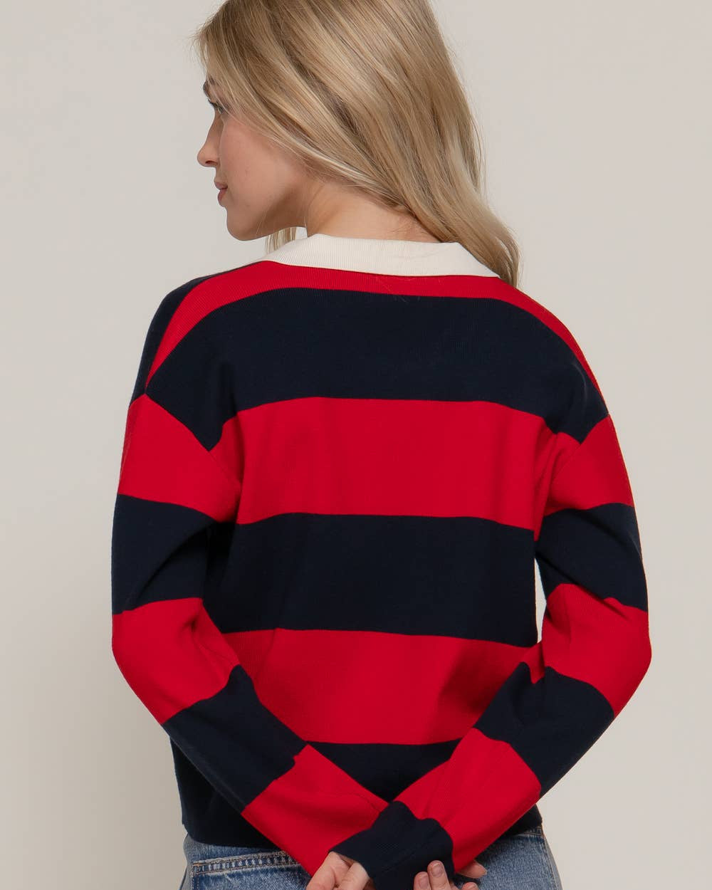 Rugby Stripe Polo Swaeter
