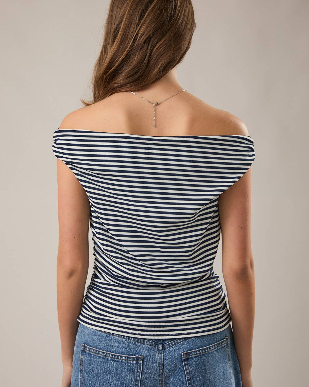 Off Shoulder Striped Tee