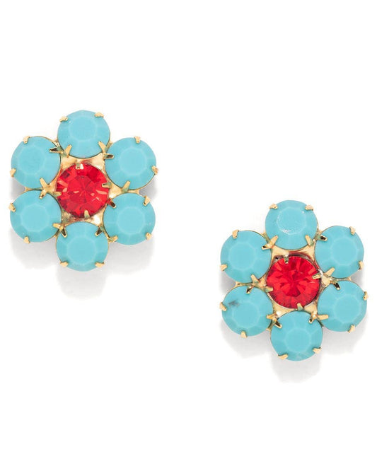 Floral Gem Post in Turquoise