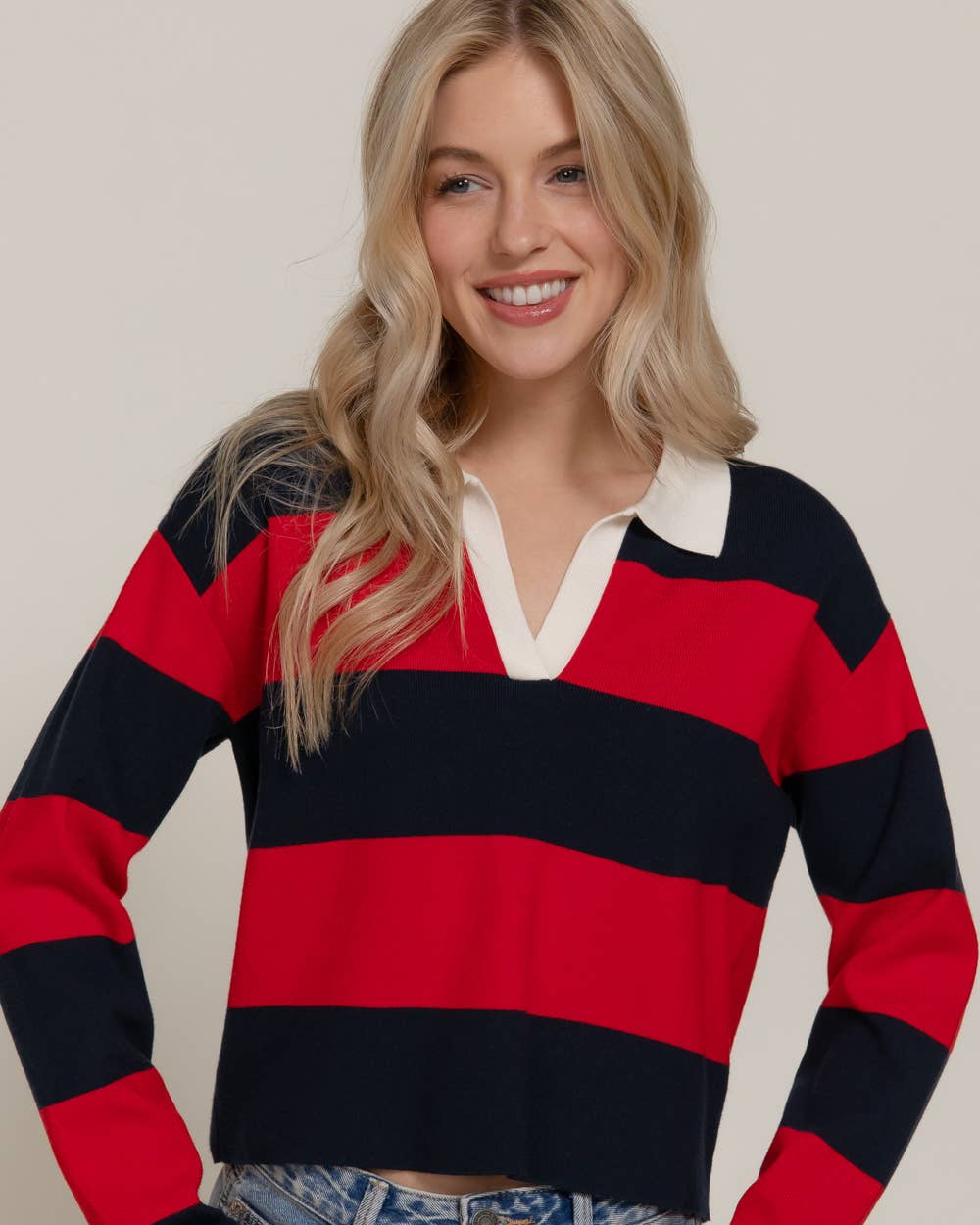 Rugby Stripe Polo Swaeter