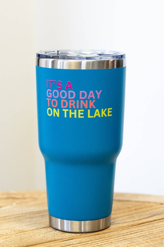 30oz Blue Drink On The Lake Tumbler