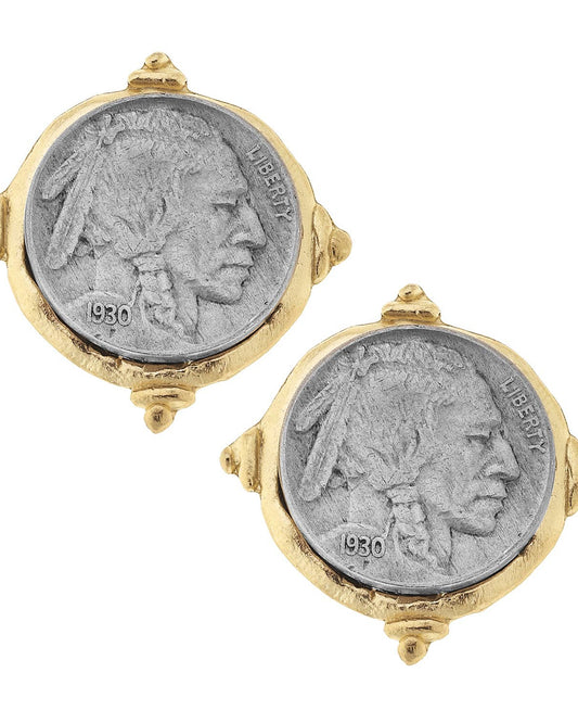 Buffalo Head Coin Earrings
