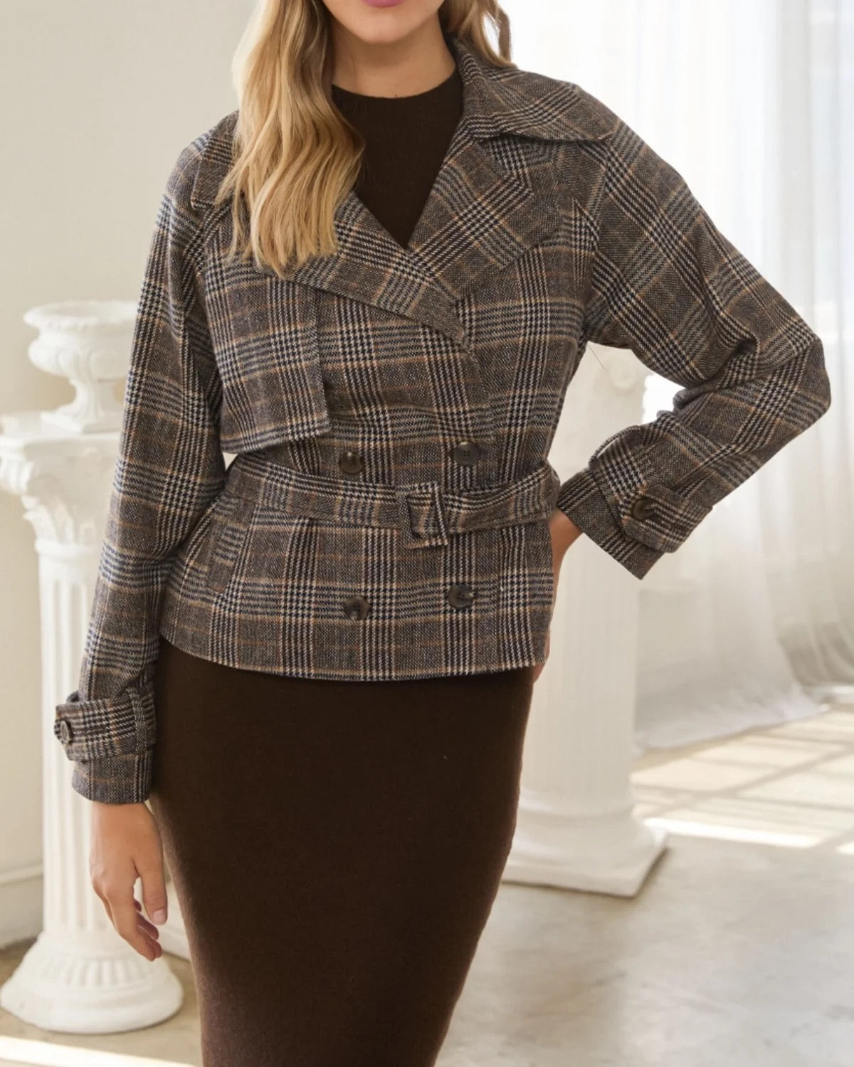 Plaid Mini Trench