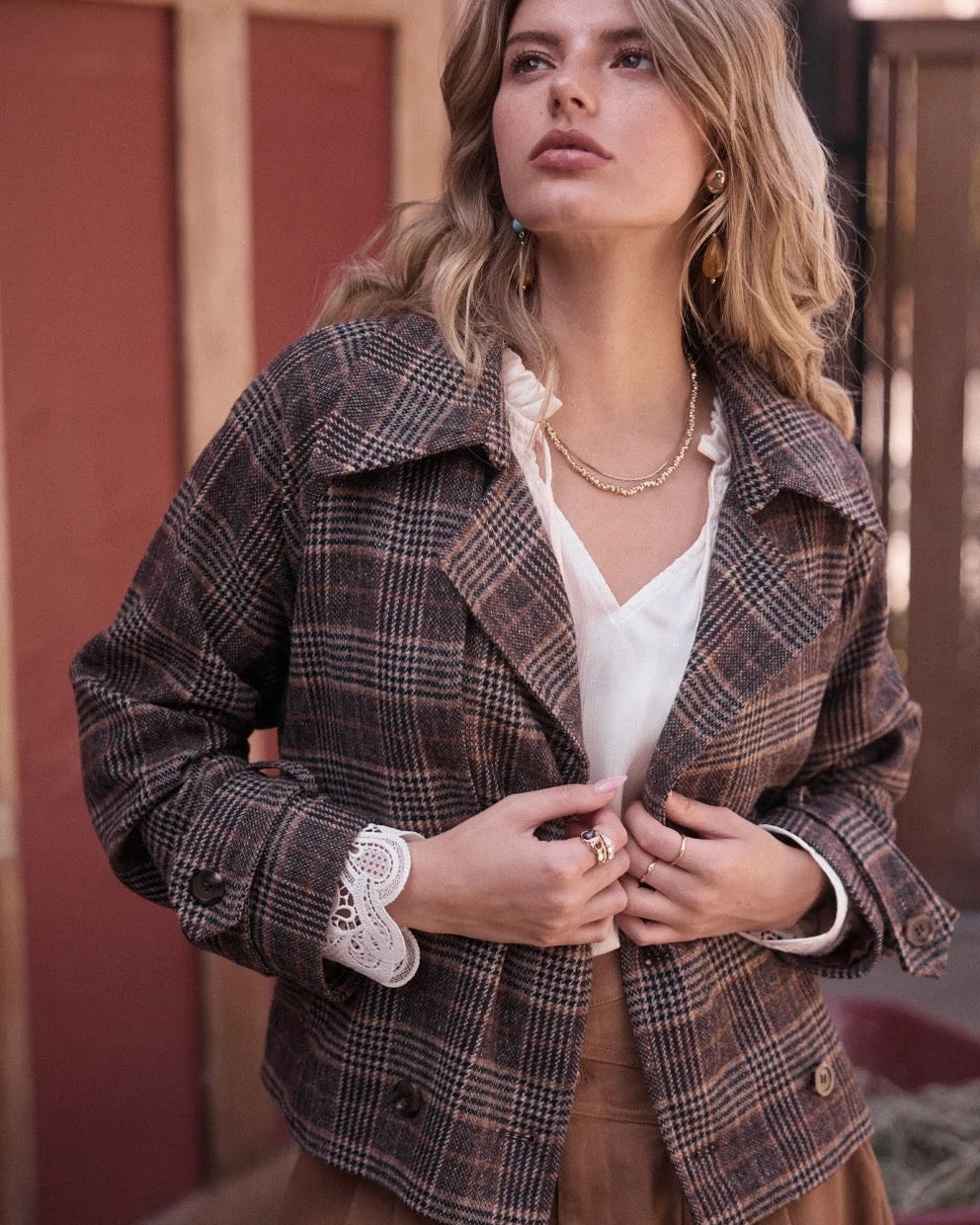 Plaid Mini Trench