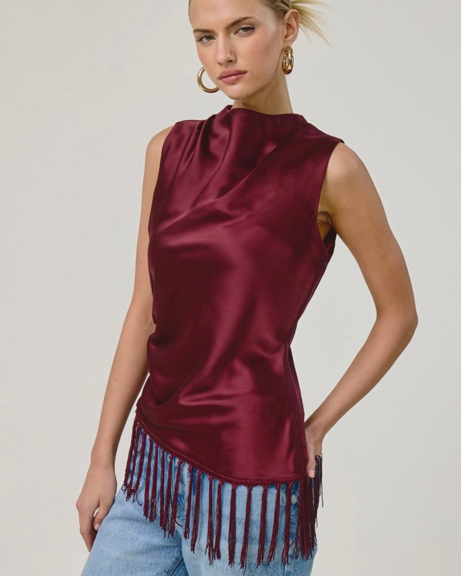 Marais Satin Fringe Top