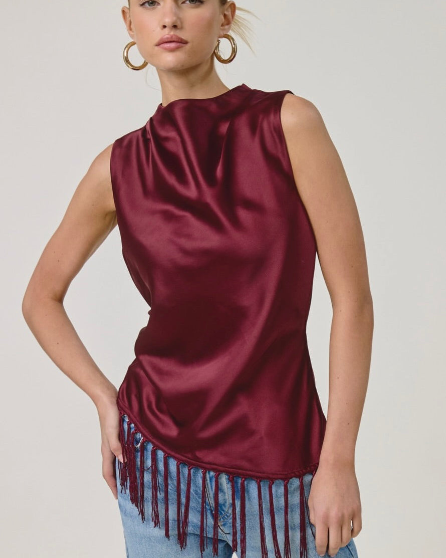 Marais Satin Fringe Top