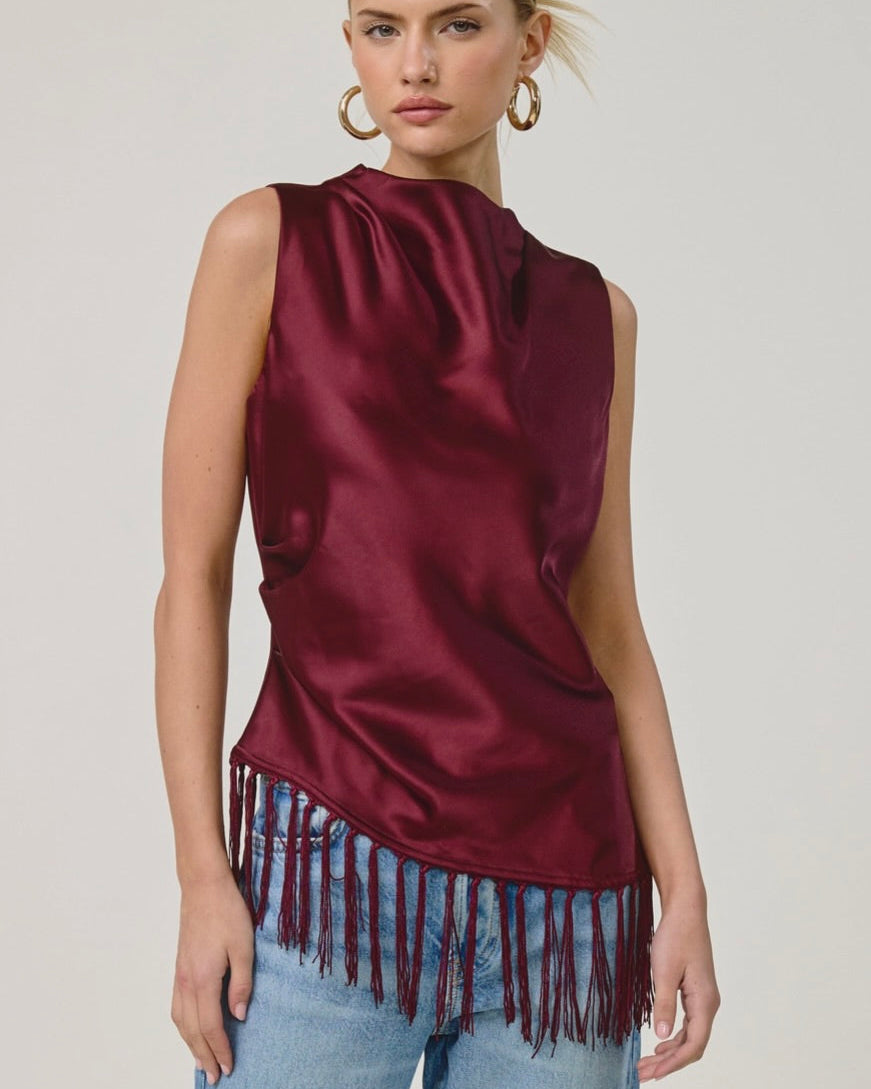 Marais Satin Fringe Top