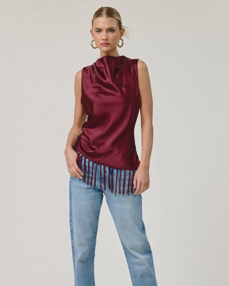 Marais Satin Fringe Top