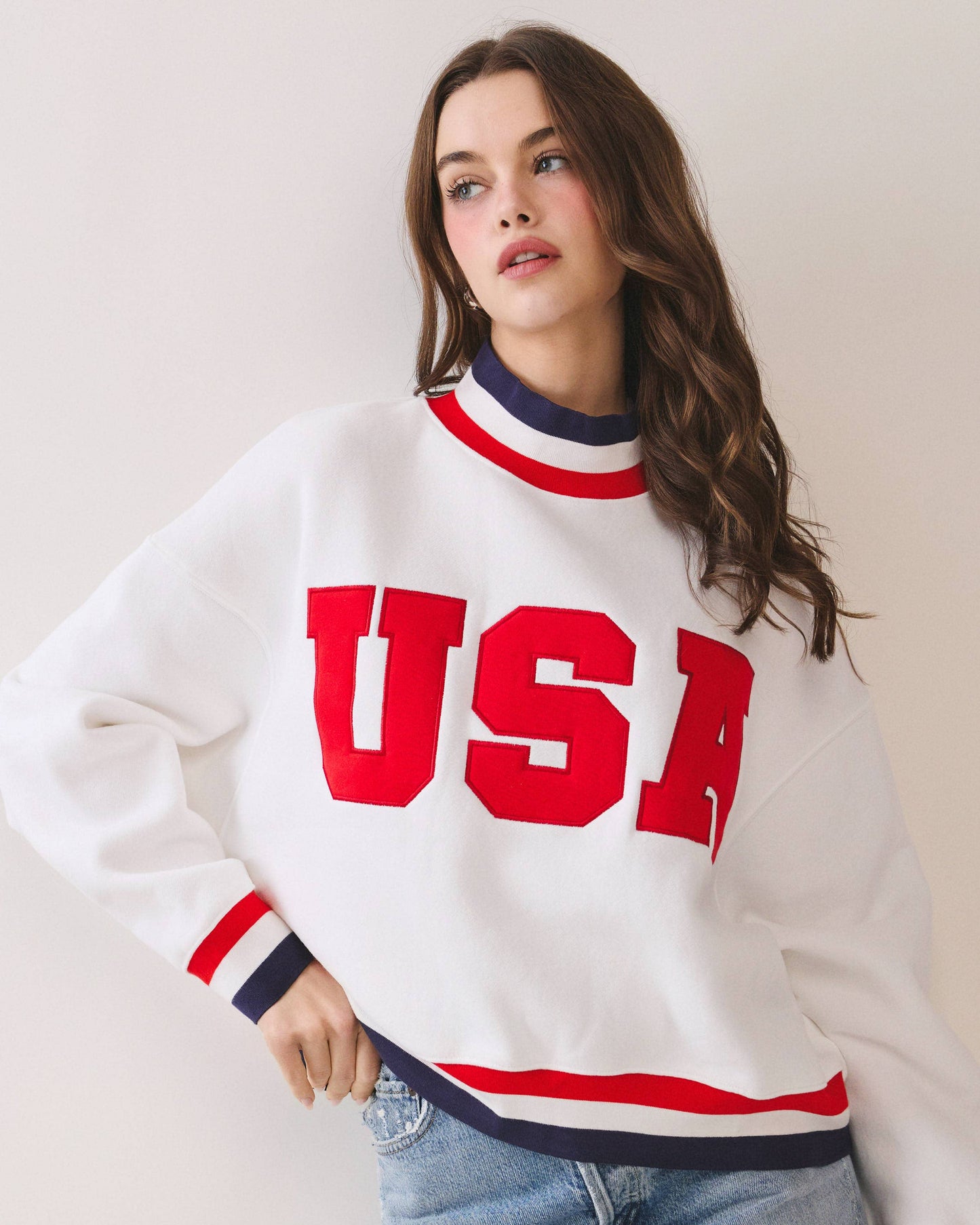 USA Striped Mock Sweatshirt