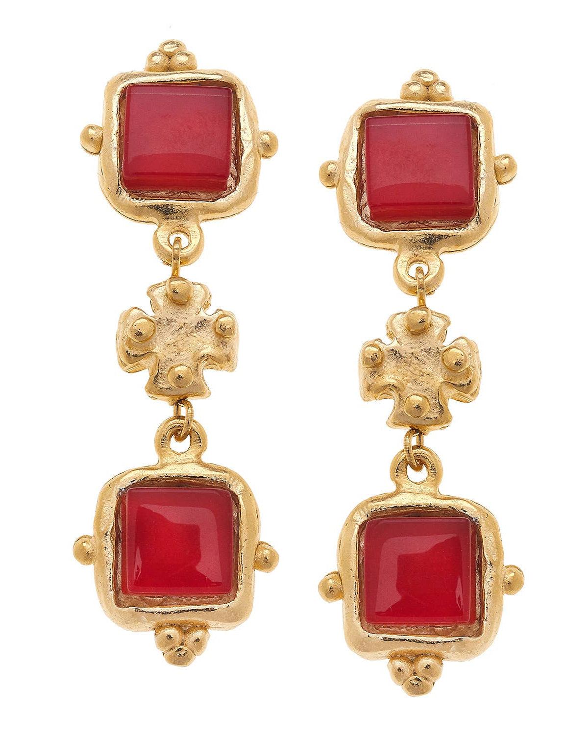 Charlotte Tier Earrings-Red