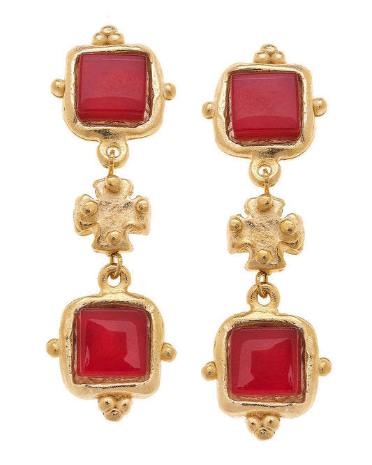 Charlotte Tier Earrings-Red