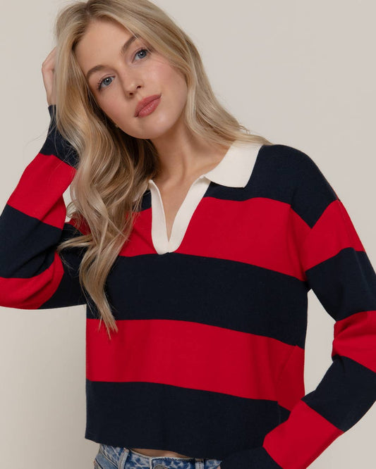 Rugby Stripe Polo Swaeter