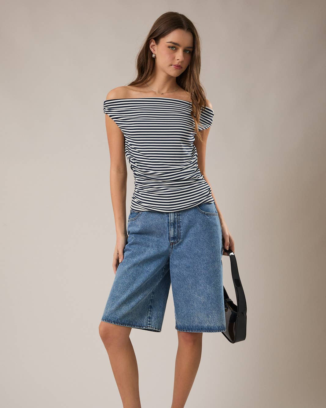 Off Shoulder Striped Tee