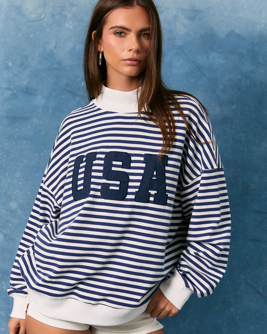USA Striped Mock Sweatshirt