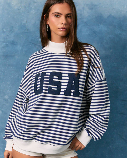 USA Striped Mock Sweatshirt