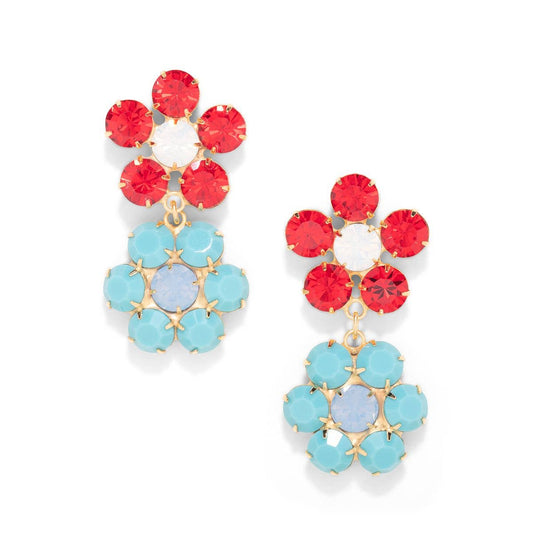 Penelope Handcrafted Gem Floral Drop Earring in Ruby