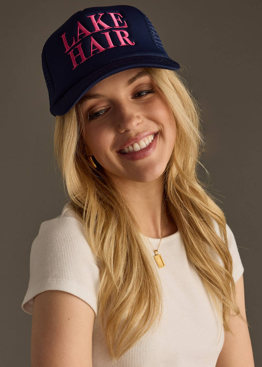 Navy & Pink Lake Hair Trucker Hat